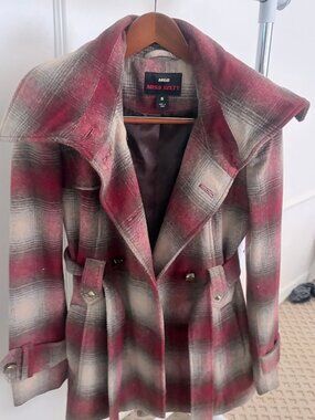 Miss Sixty Plaid Wool-Blend Belted Coat - Size S